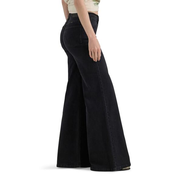 Wrangler High Rise Ultra Wide Leg Jeans Black Size 6 5-Pocket Denim - Picture 13 of 13